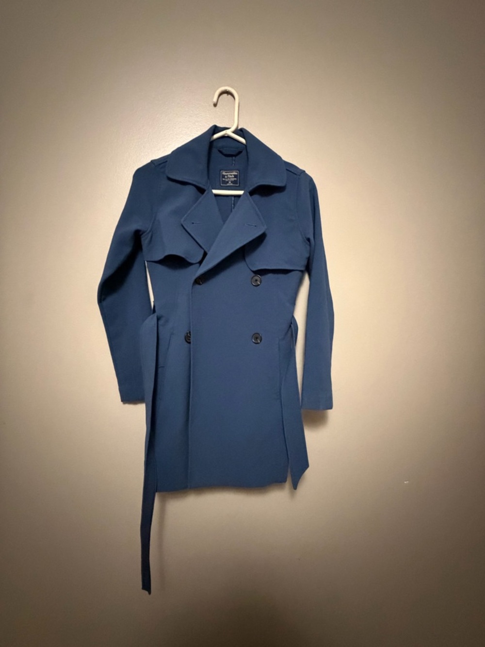 Abercrombie & Fitch Women's Double-Breasted Navy Trench Coat
